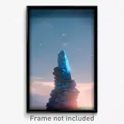 Pixel Art Poster - Sky Blue Stone (8 Bit Psychedelic Trippy Video Game Print)