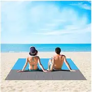 Sand Proof Beach Blanket, 79''x 83'' Large Waterproof Blankets for 4-7 Biue