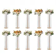VEVOR 10PCS 35.43inch /90cm Tall Crystal Wedding Flowers Stand, Luxurious Centerpieces Flower Vases Crystal Gold Vase Metal, Perfect for T-stage Weddi