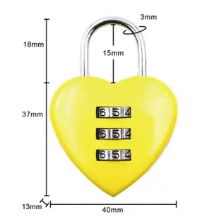 愛心 密碼鎖 三環數字鎖 彩色密碼鎖 掛鎖 行李鎖【GI218】