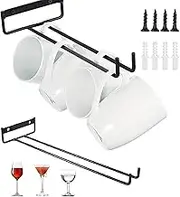 2 Pack Wine Glass Racks - Upgraded Wall Mounted Hanging Rack Shelf Wine Cup Display Stand for Cabinet/Under Cabinet Wine Rack Glass Holder for Bar Kitchen 30cm (Modern A)