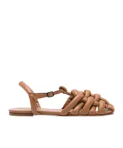 Square-headed flat sandals 35 Brown