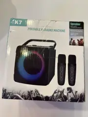 Portable Karaoke Machine 2 Wireless Microphones USB Input High Quality Speaker
