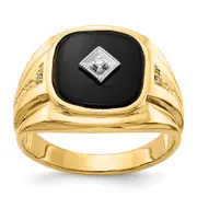 14K Yellow Gold AAA Real Diamond Men's Ring - Heavier Option