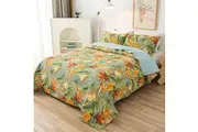 100% Cotton Lightly Quilted Coverlet Set Birds of Paradise Queen 230 x 250 cm