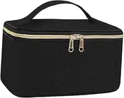 [kokiya] Makeup Bag Carrying Case with Zipper Fashionable Handbag Cosmetic Organizer for Brushes Set Essential Oil Full Size Bottles