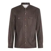 [Brunello Cucinelli] Brunello Cucinelli-Shirts Marrone-Uomo XL