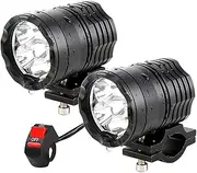 PAKRYS Motorcycle Driving Lights 12-60V 40W 3600LM LED Fog Lights for ATV UTV Bike Car Truck Boat Forklift Waterproof LED Spotlights with 6 Light Beads High Low Strobe Beam Switch Universal (Black 2)