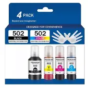 4pk 502 Ink Refill Bottles Replacement for Epson EcoTank ET-2700/15000 Series