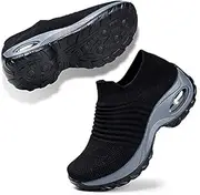 [STQ] Slip On Breathe Mesh Walking Shoes Women Fashion Sneakers Comfort Wedge Platform Loafers
