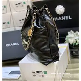 Anna 二手/全新 CHANEL 22BAG 大容量黑金托特包 單肩包 腋下包 AS3261 香奈兒購物袋