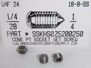 1/4-28x1/4 Hex Socket Set Screws Cone Point Stainless Steel (10)