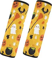Car Seat Belt Pads 2 Pack Soft Unique Car Safety Seat Belt Strap Shoulder Pad Backpack Shoulder Strap Pad Cover Car Accessories for Adults Youth Kids M Happy Halloween