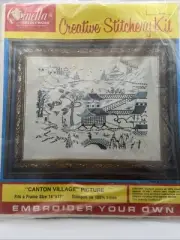 Quinella "Canton Village" Needlework Crewel Stitchery Kit 02683x Pattern/Fabric
