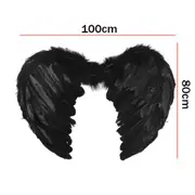 Black Extra Large 100cmx80cm Feather Wings Black White Angel Fairy Adults Kids Fancy Dress Costume Halloween