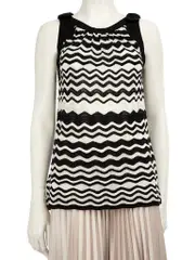 M Missoni Black Wave Patterned Knit Top