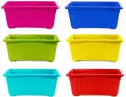 Multicolor Rectangular Plastic Pots for Plants, Jupiter Flower Pots for Home
