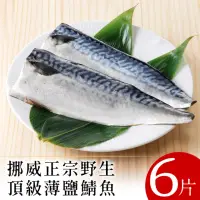 在飛比找momo購物網優惠-【北村漁家】挪威正宗野生頂級薄鹽鯖魚6片(淨重約160g/片