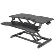 FORTIA Desk Riser 77cm Wide Adjustable Sit to Stand for Dual Monitor, Keyboard, Laptop, Black