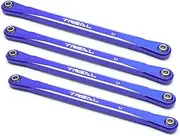 TREAL Aluminum 7075 Upper 4-Link Bar Set (4) Chassis Links for 1/18 Mini LMT Monster Truck RTR, Grave Digger(Blue)