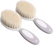 Vaguelly 2pcs Shampoo Brush Grey Wool Hair Brush for Boy Girl Durable Scalp Massage Tool for Newborns Promotes