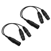 2x 3-Pin XLR Male Plug to Dual 2 Female Jack Y Splitter Mic Cable Adaptor 16 AWG