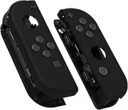 eXtremeRate Soft Touch Grip Black Joycon Handheld Controller Housing with Full Set Buttons, DIY Replacement Shell Case for Nintendo Switch Joy-Con & Switch OLED Joycon - Console Shell NOT Included