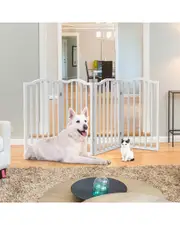 Petmaker Wooden Pet Gate- Foldable 3-Panel Indoor Barrier Fence