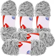 Knitting Wool Yarn Crochet Knitting Yarn 5 x 100g Knitting Yarn for Crochet, Chenille Yarn for Yarn Projects Making Plush Balls Handmade Bags Sweaters Shoes Hats Sweaters Blankets Scarves (Grey)