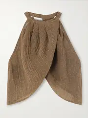 [Le Kasha] Le Kasha - Alger Cropped Organic Linen-gauze Top - Brown - One size One size Brown