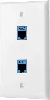 Sancable - Ethernet Wall Plate, 2 Port Cat6 Keystone Female to Female - White