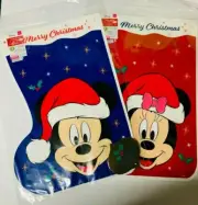 Daiso Disney MICKEY & MINNIE CHRISTMAS BOOT PLASTIC GIFT BAGS - New *US Seller*