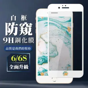 IPhone6 6S 9H滿版玻璃鋼化膜白框防窺手機保護貼玻璃貼(Iphone6保護貼6S保護貼Iphone6鋼化膜6S鋼化膜)