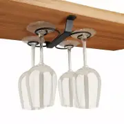 Under Cabinet Wine Glass Holder Stemware Rack Glass Storage Hanger With 4 Hoo...