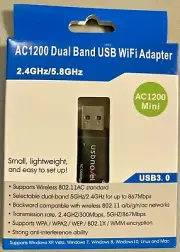 AC1200 Dual Band USB 3.0 WiFi Wireless Adapter for Windows New