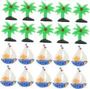 TEHAUX 20pcs Sea Beach Resin Miniature Accessories Coconut Tree Shoe Charms Beach Embellishments for Crafts DIY Jewelry for Summer