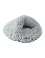 [Charlies] Shaggy Fur Faux Igloo Cat Cave Bed 60x50cm in Arctic White