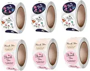 TEHAUX 6 Rolls Mother's Day Present Bag Stickers Flowery Design Sealing Stickers for Weddings and Parties Removable Adhesive Floral Patterns