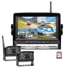 Digital Wireless 9" Quad DVR Monitor 2x 1080P Reversing Camera 128GB For Truck