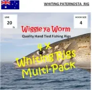 4x Hand Tied Whiting Double Paternosta rigs No 4 Worm hooks, lumo beads & sinker