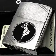 Zippo Oil Lighter Old Design Windy Girl Black Silver Regular Case Japan