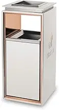 Outdoor Trash Can Outdoor Trash Can Square Metal Trash Can with Two Side Openings, Modern Household/Commercial Trash Can White (with Ashtray) Outside Garbage can(Medium)