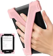 ELETIUO Hand Strap for 6" Kindle/Kobo/Kindle/E-Readers -Paperwhite 7-10 Gen,2 Pack Ergonomic Silicone Finger Grip,Secure One-Handed Holder for Comfortable Reading Accessories,Medium-Pink