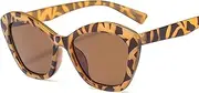 [HAOMAO] Vintage Polygon Cat Eye Sunglasses For Women Jelly Color Square Frame Uv400 Protection Sun Glasses Asshows Leopardtea