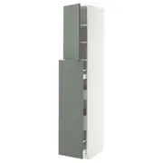 METOD / MAXIMERA hc w p-o func 4drw/1dr/2shlv, white/Nickebo matt grey-green, 40x60x220 cm