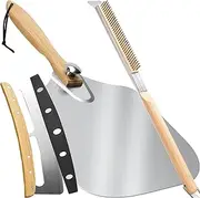 Pizza Oven Accessories Kit w/ 12 inch Pizza Peel, Pizza Oven Brush & Stone Scraper, 14 inch Pizza Cutter Rocker Blade - Tools & Supplies Set - Compatible with Outdoor Ooni, Gozney, Ninja, Solo Ovens