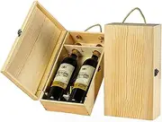 TANG SONG Wooden Double Bottle Box - Single Wine Bottle Storage with Locking Latch for Any Occasion