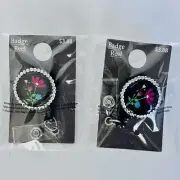 Flowers Retractable Badge Holder Carabiner Reel Clip On Card Holders x2