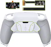 eXtremeRate White Rubberized Grip Programable RISE4 Remap Kit for PS5 Controller BDM 010 & BDM 020, Upgrade Board & Redesigned Back Shell & 4 Back Buttons for PS5 Controller - Controller NOT Included