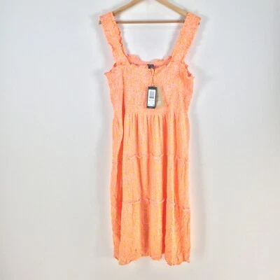 NEW Vero Moda womens dress size 22 Smock calf midi fit flare orange pink 083274